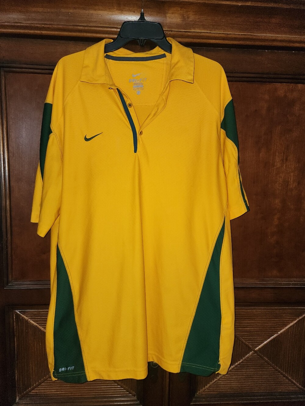 Nike Gold and Green Dri-FIT Polo Shirt